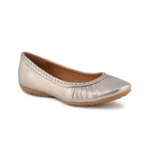 Clarks Women Arizona Metallic Leather Silver Ballerinas