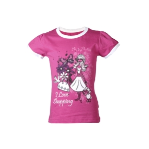 Doodle Kids Girls Pink I love Shopping Top