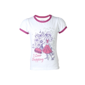 Doodle Kids Girls White I love Shopping Top