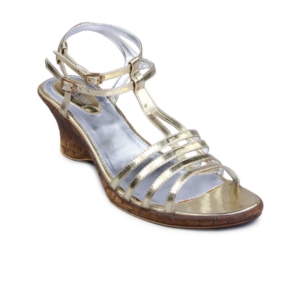 Carlton London Women Four Strapped Gold Sandal