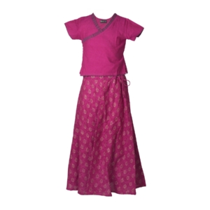 Fabindia Girls Printed Pink Lehenga Choli