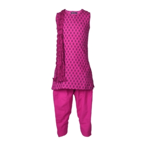 Fabindia Girls Printed Magenta Salwar