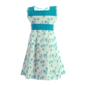 Gini and Jony Girls Printed Teal Dress