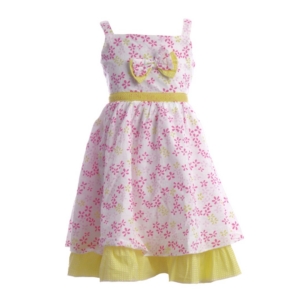 Gini and Jony Girls Printed Pink Dress