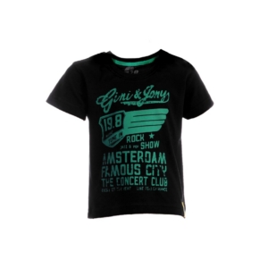 Gini and Jony Boys Printed Black T-shirt