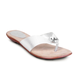 Catwalk Women Flat Studded Crystal Silver Flats