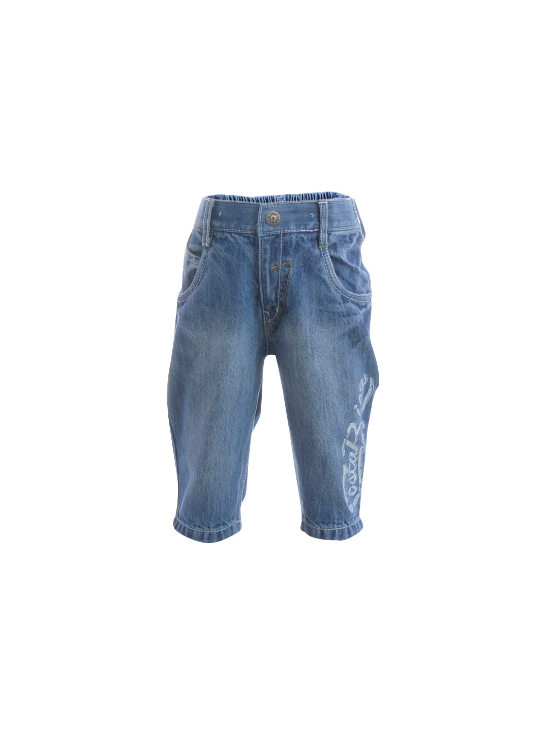 Palm Tree Boys Washed Blue 3/4 Length Pants