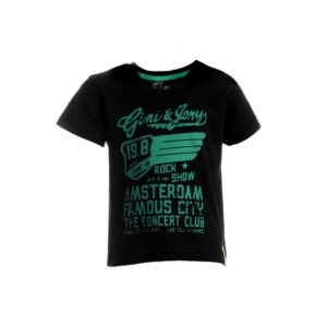 Gini and Jony Boys Printed Black T-shirt