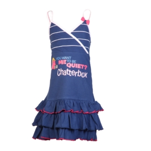 Little Miss Girls Chatterbox Navy Blue Dress