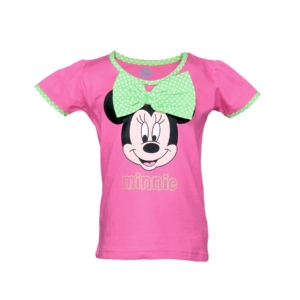 Disney Kids Girl's Pink Minnie Top With Green Bow Kidswear
