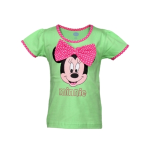 Disney Kids Girl's Green Minnie Top With Pink Bow Kidswear
