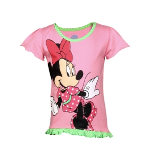 Disney Kids Girl's Pink Minnie With Green Lace Kidswear