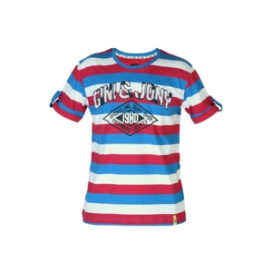 Gini and Jony Boys Red & Blue Striped Tshirt