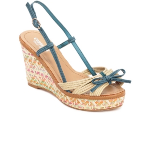 Cobblerz Women Beige & Blue Wedges