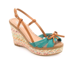 Cobblerz Women Teal Blue & Brown Wedges
