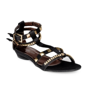 Carlton London Women Black & Gold Toned Flats