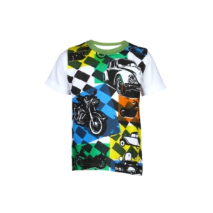 Doodle Boy's Car Print White Green Blue Kidswear