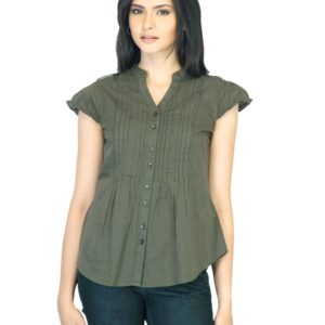 Arrow Woman Striped Olive Top