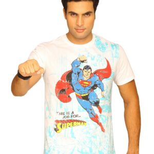 Superman Men's Job Round Neck White T-shirt