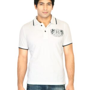 United Colors of Benetton Men Printed White  Polo Tshirts
