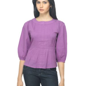 Fabindia Women Purple Cambric Top