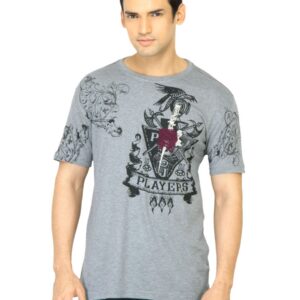 John Players Men Printed Grey T-Shirt