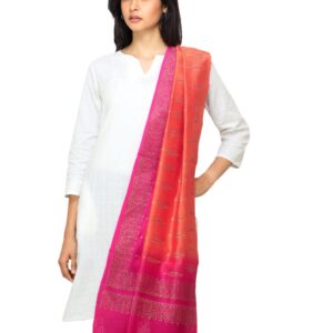 Fabindia Women Orange Chanderi Dupatta