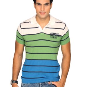 Spykar Men's White Green Blue T-shirt