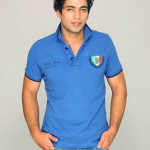 UCB Men's Polo Neck With Tipping Collar Blue T-shirt
