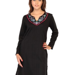 Aurelia Women Solid Black Kurtas
