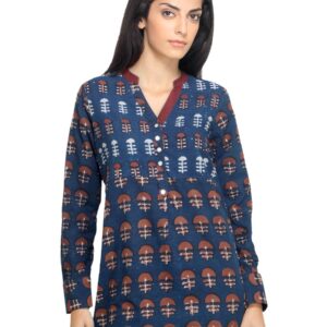 Mother Earth Women Printed Blue Kurta