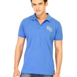 Flying Machine Men Solid Blue Polo Tshirts