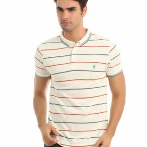 French Connection Men Cream Striped T-shirt