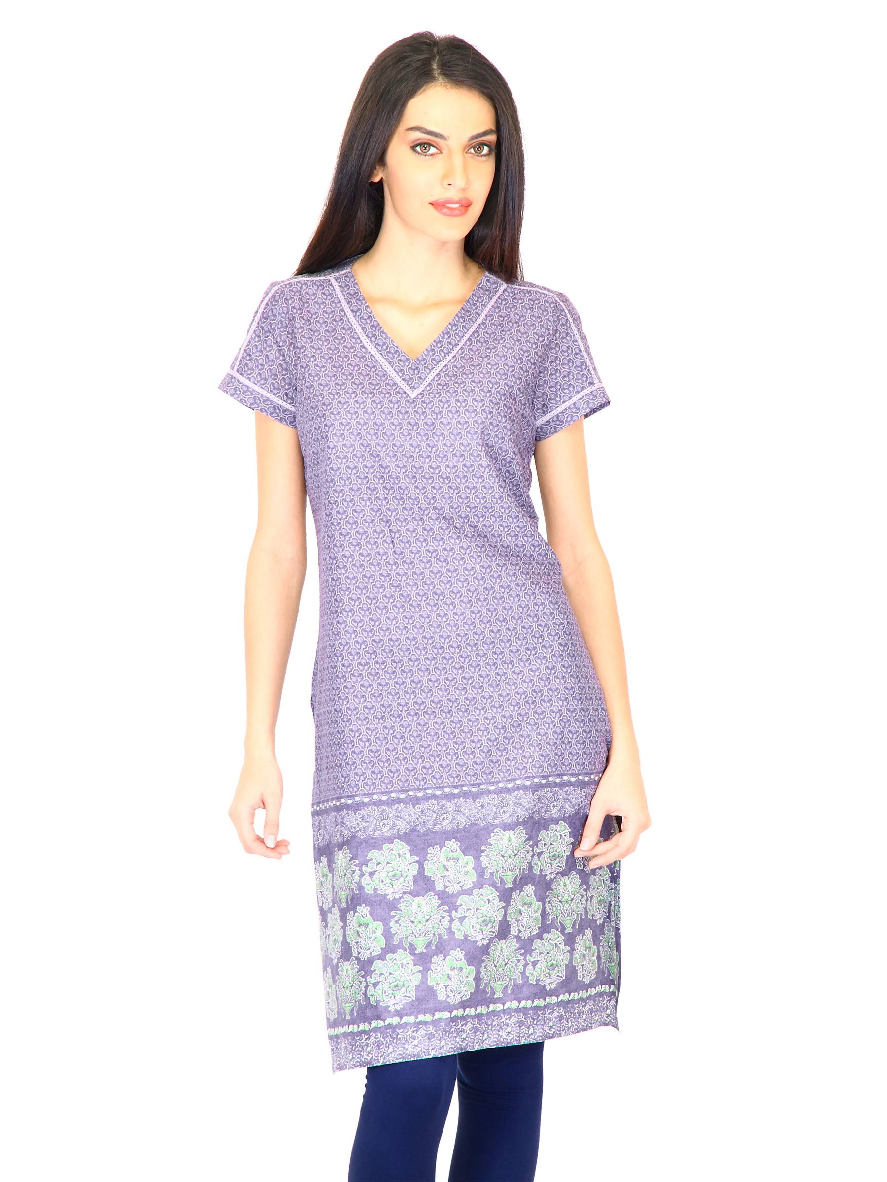 W Women Printed Purple Kurtas