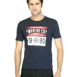Flying Machine Men Printed Navy Blue T-shirt