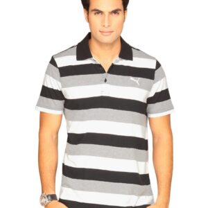 Puma Men's Stripe Polo Black T-shirt