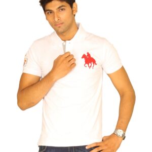 Classic Polo Men's White With Red Logo Polo T-shirt