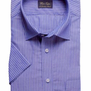Reid & Taylor Men Stripes Blue Shirts