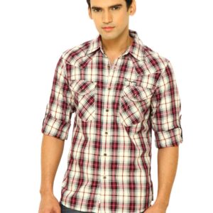 Wrangler Men Manitoba Piping Red Shirts