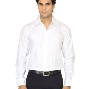United Colors of Benetton Men Self Stripes White Shirt