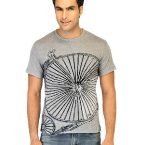 United Colors of Benetton Men Printed Grey Tshirts