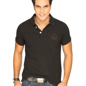 UCB Men's Polo Neck With Big Ben Logo Black T-shirt