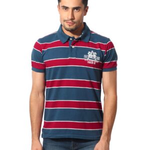 U.S. Polo Assn. Denim Co. Men Striped Navy Blue T-Shirt