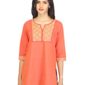 Aurelia Women Printed Orange Kurti