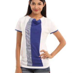 Wills Lifestyle Women White & Blue Top