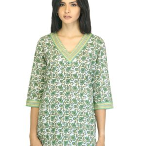Aurelia Women Printed Green Kurti