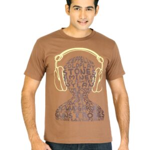 Tantra Men Printed Brown T-shirt