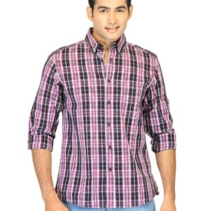 Indigo Nation Men Check Purple Shirts