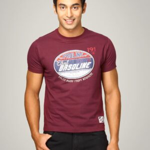 Proline Men Burgundy Printed T-shirt
