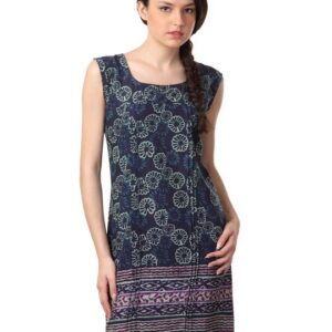 Alma Women Navy Blue Printed Kurta
